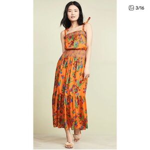Tory Burch Orange Floral Maxi Dress Size Large